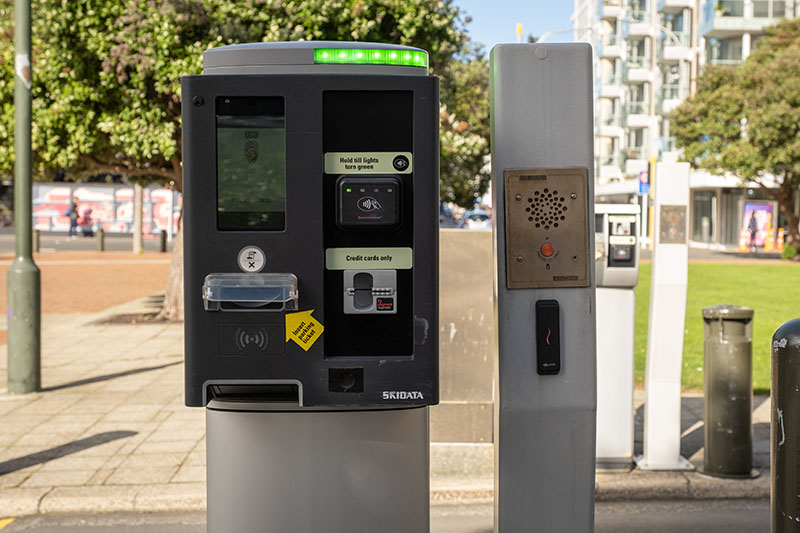 CLose up of the payment station at the carpark exit