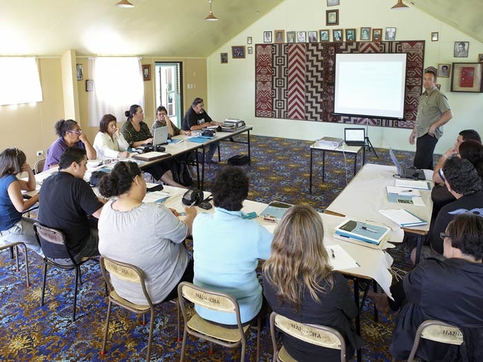 nstp-sector-events_tile.jpg Te Papa photographer Michael Hall presenting at a workshop at Mateo Marae, 2013. Te Papa