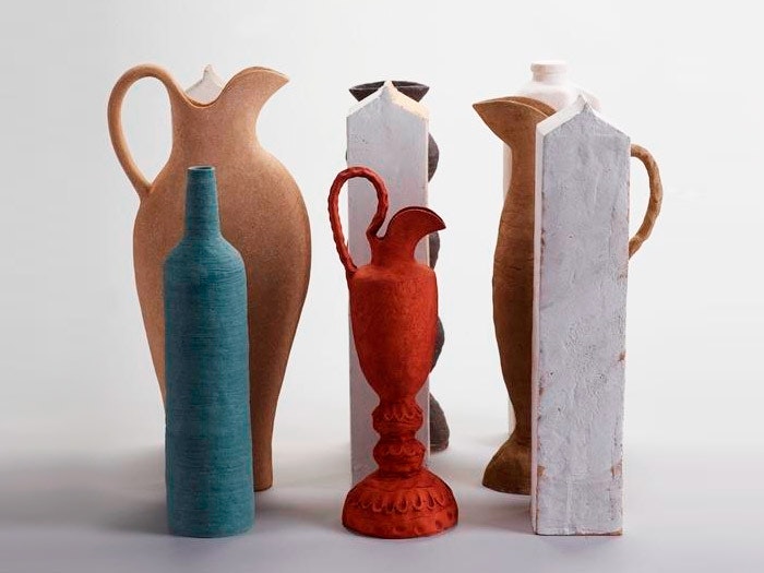 Still Life with Red Jug, 2001, Dannevirke, by Ann Verdcourt. Purchased 2001. Te Papa (2002-0012-2/5-9) Clay - Still Life with Red Jug, 2001