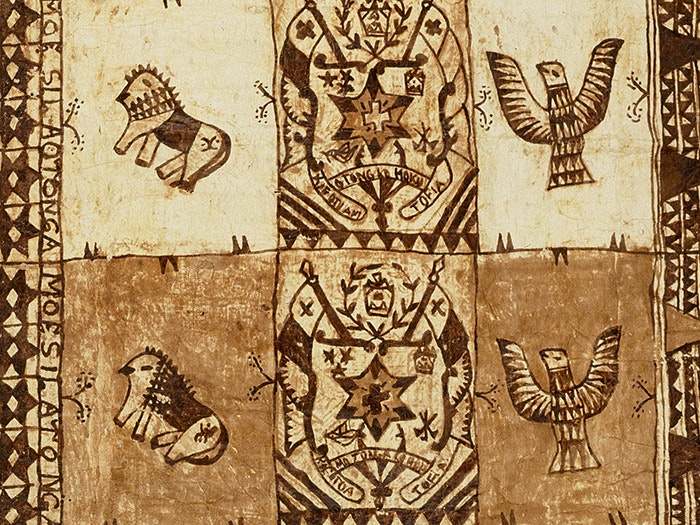 Ngatu (tapa cloth), maker unknown. Purchased 1993 with New Zealand Lottery Grants Board funds. Te Papa (FE010244) Ngatu (tapa cloth)