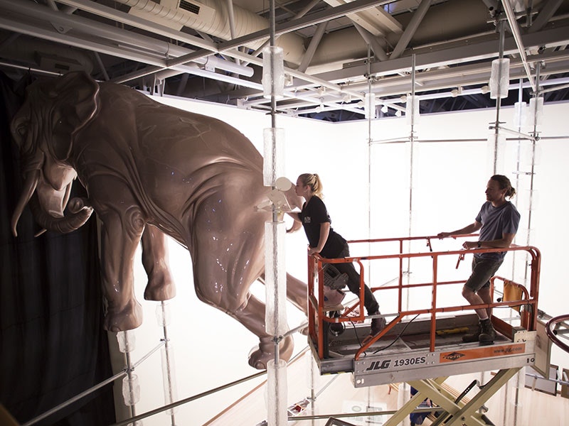 Installing objects in Détour by Michael Parekowhai, 2018. Photograph by Maarten Holl. Te Papa =""