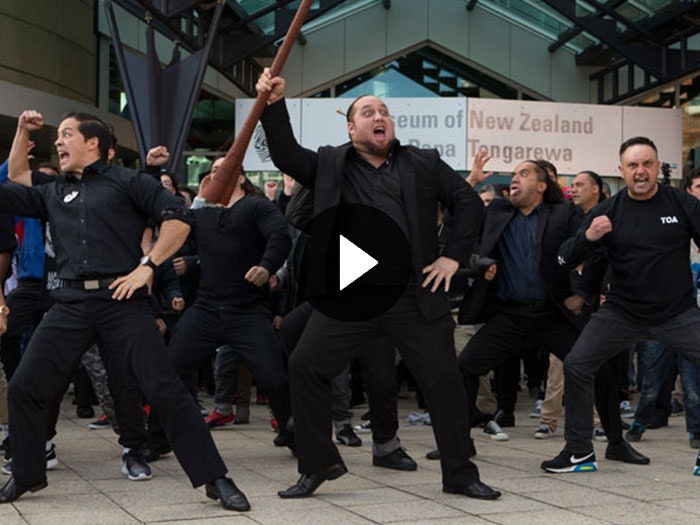 Iwi Ngāti Toa performing a haka at the opening ceremony of Whiti Te Rā! 2014, photograph by Norm Heke. Te Papa Iwi Ngāti Toa performing a haka at the opening ceremony of Whiti Te Rā!