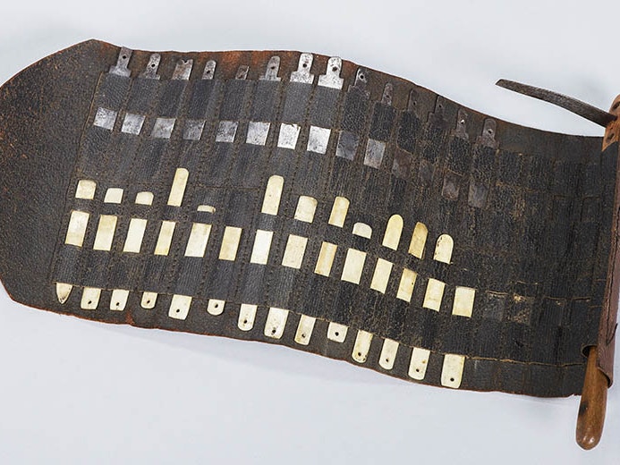 Uhi Tā Moko (tattooing instruments), 1800-1900, New Zealand. Te Papa (WE000300) Tattooing instruments in a leather case