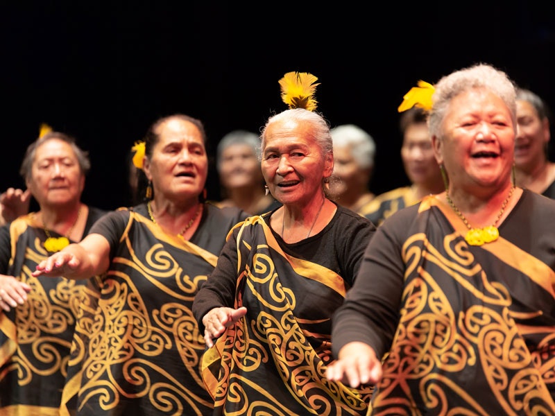 Ngāti Whātua Ōrākei Te Puru O Tāmaki Taikura performing at Taikura Kapa Haka event, 2018. Te Papa Performers on stage