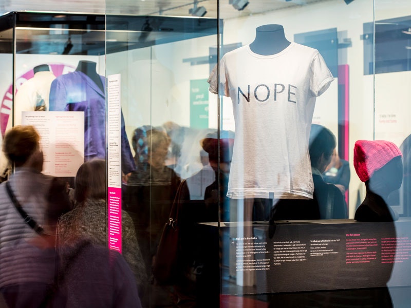 Doing It for Themselves - Women Fight for Equality exhibition, 2018. Photo by Michael O'Neill. Te Papa (114550) Installation photograph of the suffrage exhibition