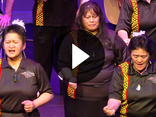 Screengrab of video showing three women performing kapa haka