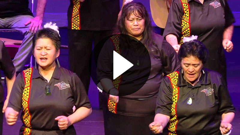 Screengrab of video showing three women performing kapa haka