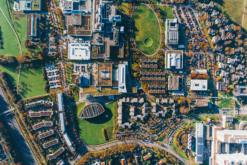 Aerial view of a town