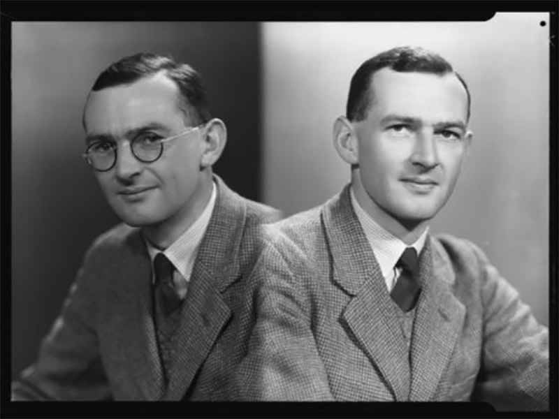 Mr EM Sladden, 09 September 1939, Wellington, by Spencer Digby Studios. Spencer Digby / Ronald D Woolf Collection. Gift of Ronald Woolf, 1975. Te Papa (B.051846) A split image with two photos of the same man, in one of them he is wearing glasses