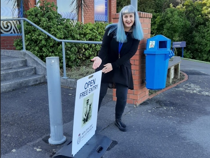policem_800.jpg Rowan Carroll, the Director of the New Zealand Police Museum, standing outside the museum entrance.