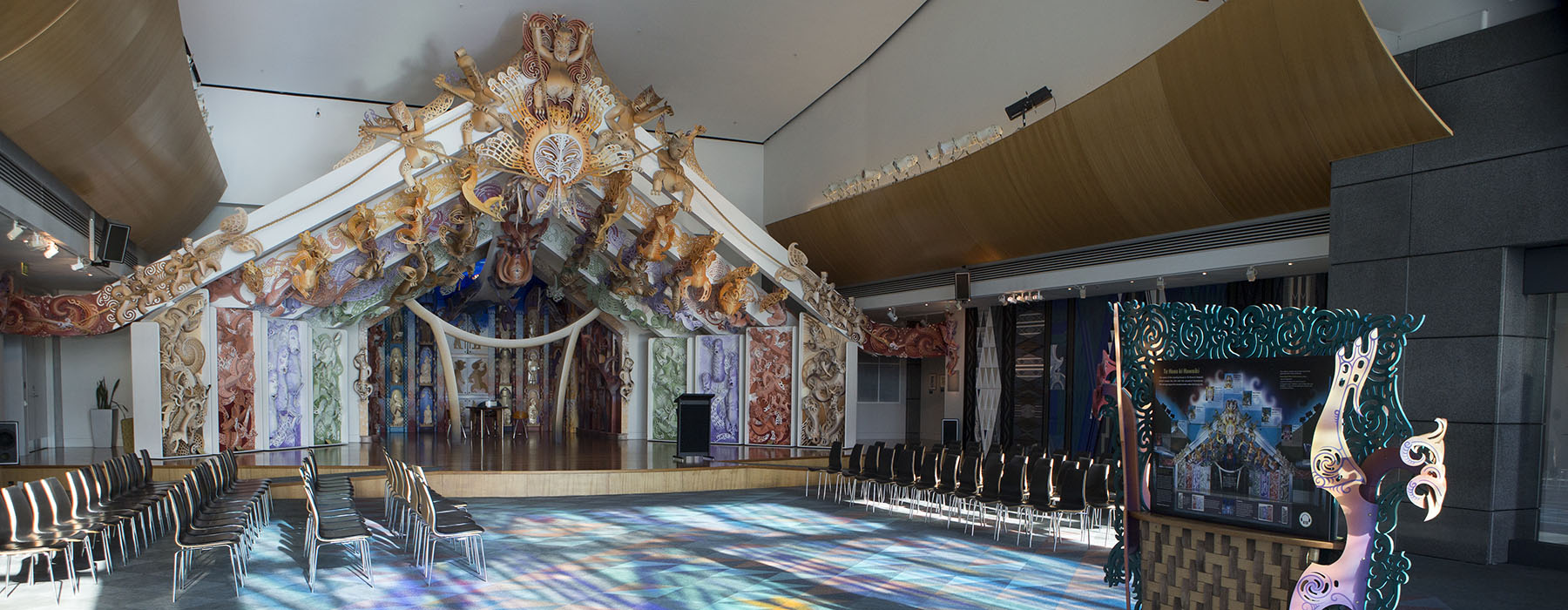 View of the Rongomaraeroa marae, including the wharenui