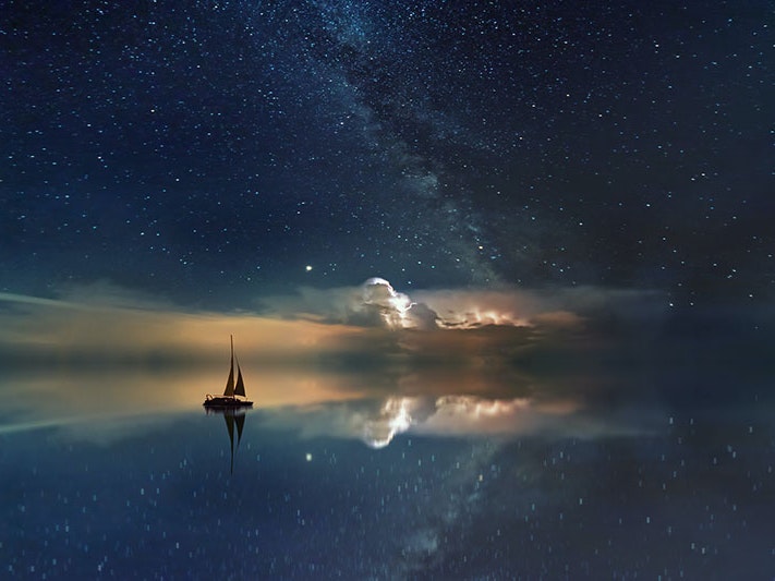 Star reflection, 2018. Photo by Johannes Plenio / Unsplash Illustration of a sailing boat on the sea with a sunset in the distance – but the sea could be the sky