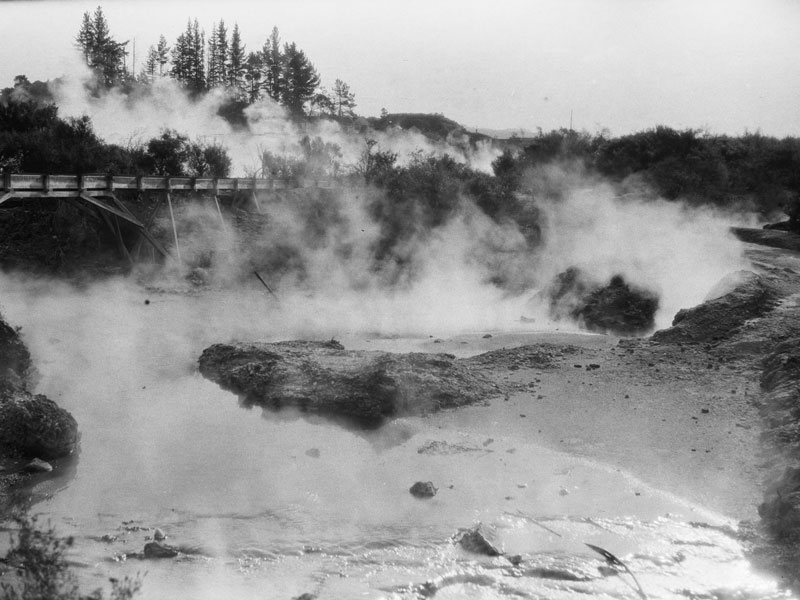 Lakes with steam coming out of them