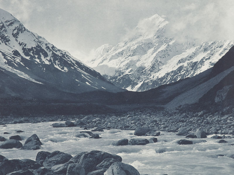 Mt Cook, a lake in the foreground