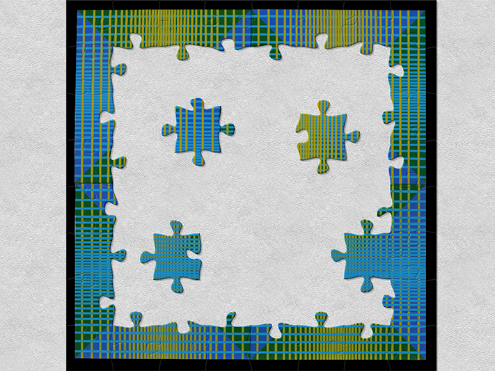 modular_jigsaw.png Blue and green colours in a square with jigsaw pieces showing and space around them.