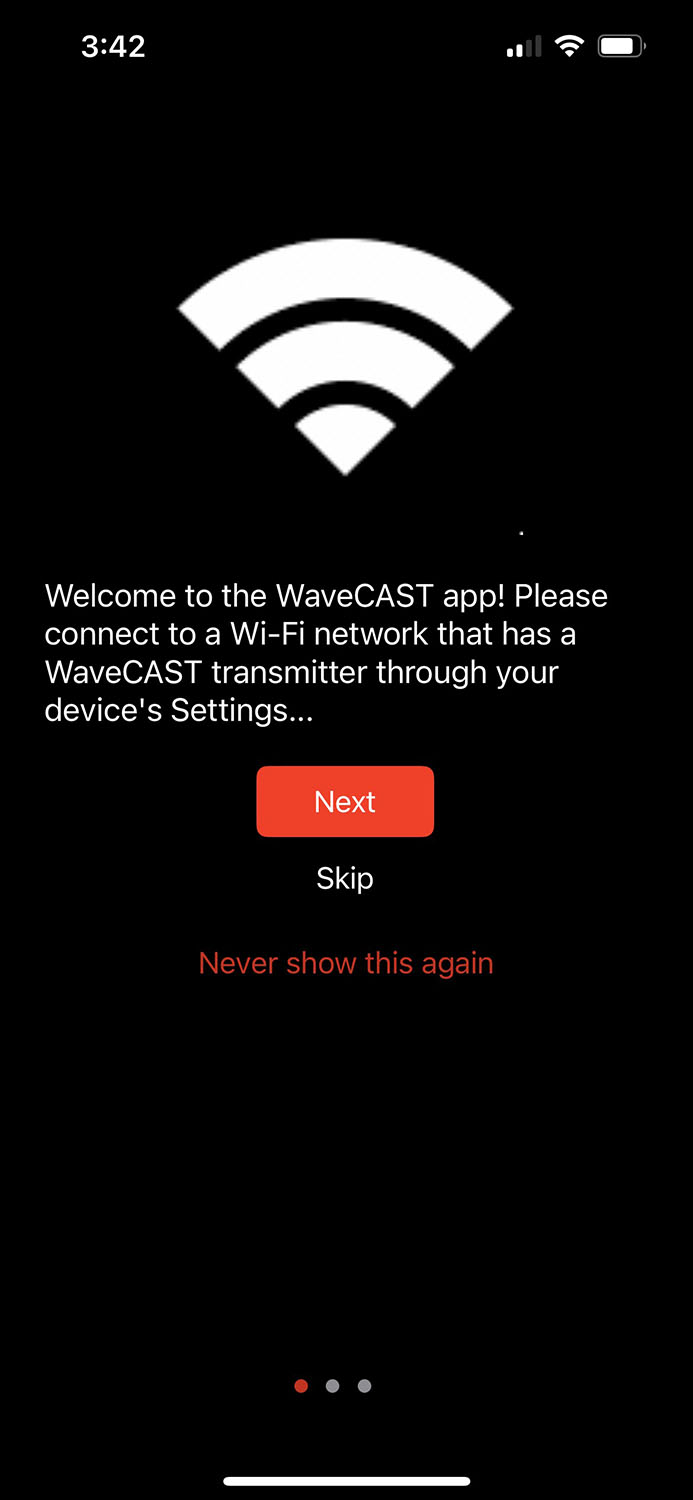 Screenshot of the WaveCAST app