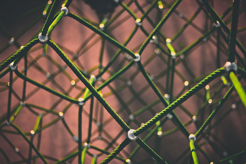 Close up of rope connected together like mesh