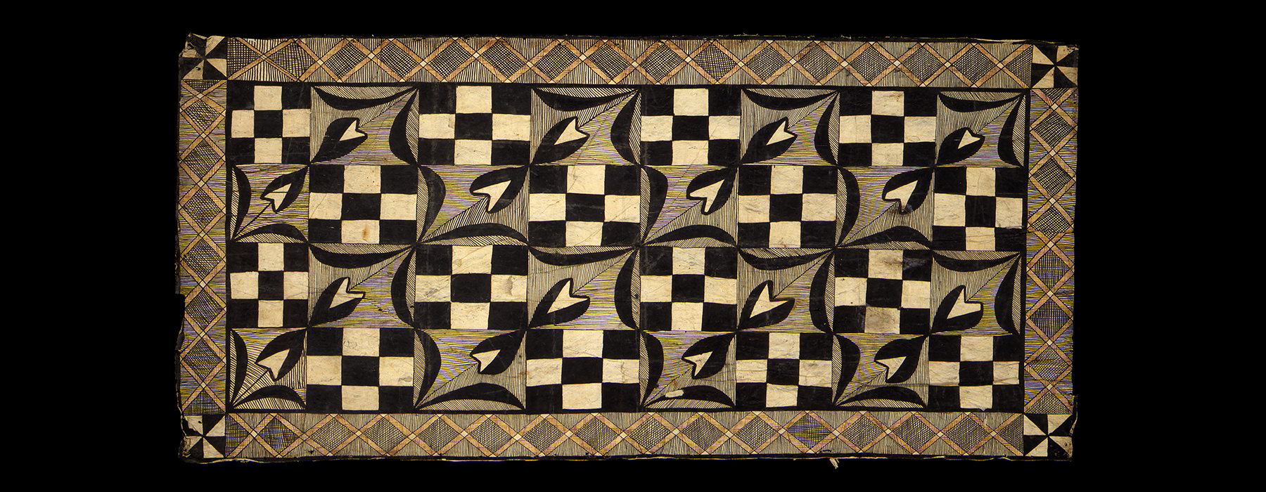 A Sāmoan tapa cloth with repeating patterns