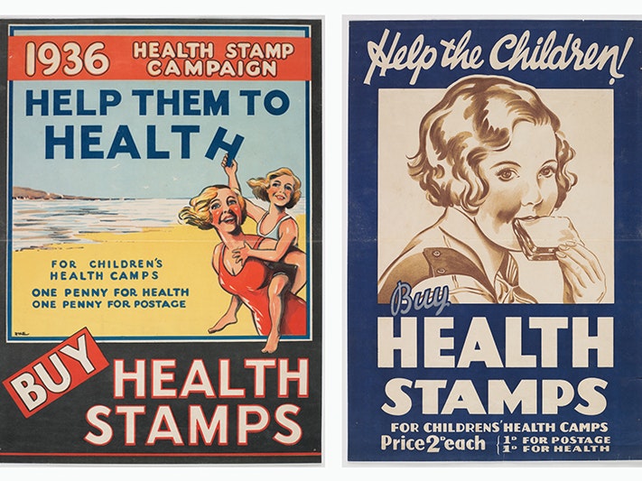 GH009884 and GH009881 Two posters advertising health stamps.