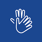 Illustration of two hands symbolising sign language will be used.