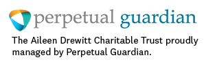 Perpetual Guardian logo with text underneath that says "The Aileen Drewitt Charitable Trust proudly managed by Perpetual Guardian."